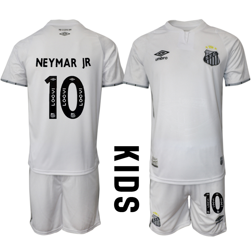 Youth 2025-2026 Club Santos FC home White #10 Soccer Jersey